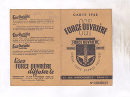 CARTE DE MEMBRE FORCE OUVRIERE EN 1948! - Cartes De Membre