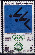 UAR EGYPT EGITTO 1972 AIR POST MAIL AIRMAIL OLYMPIC GAMES MUNICH SWIMMING 50m USED USATO OBLITERE' - Oblitérés