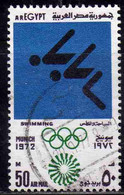 UAR EGYPT EGITTO 1972 AIR POST MAIL AIRMAIL OLYMPIC GAMES MUNICH SWIMMING 50m USED USATO OBLITERE' - Oblitérés