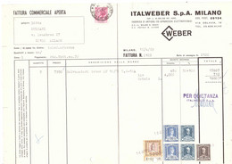 £40 SIRACUSANA FATTURA ITALWEBER MILANO - Fiscale Zegels