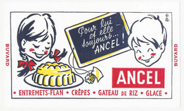 Buvard 20 X 12  Produits ANCEL Entremets-flan  Crêpes  Gateau De Riz Glace  Têtes D'enfants  Signé H. OL. - Koek & Snoep