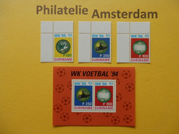 Suriname 1994, WORLD CUP USA 94 / FOOTBALL SOCCER VOETBAL FUSSBALL FUTBOL CALCIO: Mi 1478-80, + Bl. 62, ** - 1994 – USA