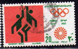 UAR EGYPT EGITTO 1972 OLYMPIC GAMES MUNICH BASKETBALL 20m USED USATO OBLITERE' - Oblitérés