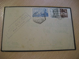 BARCELONA 1942 To Las Palmas Canarias + Ayuntamiento Stamp On Air Mail Cancel Condolence Duel Cover SPAIN - Barcelona