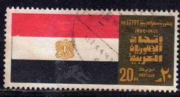 UAR EGYPT EGITTO 1972 CONFEDERATION OF ARAB REPUBLICS FLAG FIRST ANNIVERSARY 20m USED USATO OBLITERE' - Oblitérés