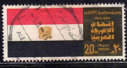 UAR EGYPT EGITTO 1972 CONFEDERATION OF ARAB REPUBLICS FLAG FIRST ANNIVERSARY 20m USED USATO OBLITERE' - Oblitérés