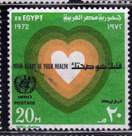 UAR EGYPT EGITTO 1972 UN DAY ONU HEART AND WHO EMBLEM 20m USED USATO OBLITERE' - Oblitérés