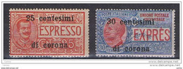 TRENTO  &  TRIESTE:  1919  ESPRESSI  SOPRASTAMPATI  -  S. CPL. 2  VAL. N. -  SASS. 1/2 - Trente & Trieste