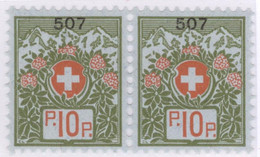Schweiz Portofreiheit Zu#9 Paar ** Postfrisch 10Rp. Gr#507 Frauenspital Basel Ausgeliefert 84   00 Stk. - Franchigia