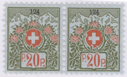 Schweiz Portofreiheit Zu#7A Paar ** Postfrisch 20Rp. Kl#124 Asyl Gottesgnaden Ausgeliefert 26900 Stk. - Franquicia