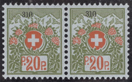 Schweiz Portofreiheit Zu#7A Paar ** Postfrisch 20Rp. Kl#310 Schw. Erziehungsanstallt Sonnenberg LU Ausgeliefer 4175 Stk. - Franquicia