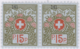 Schweiz Portofreiheit Zu#6A Paar ** Postfrisch 15Rp. Kl#141 Versorgungsverein Für Blind Ausgeliefer Nur 160 Stk. - Franquicia