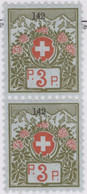 Schweiz Portofreiheit Zu#3A Paar ** Postfrisch 3Rp. Kl#142 Rotes Kreuz Ausgeliefer 110000 Stk. - Franquicia