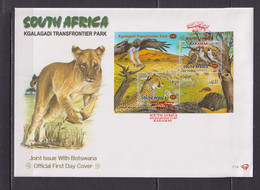 SOUTH AFRICA - 2001 Kgalagadi Transfrontier Park Miniature Sheet Large FDC As Scan - Covers & Documents