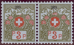 Schweiz Portofreiheit Zu#3A Paar ** Postfrisch 3Rp. Kl#283 Samariter Ausgeliefer 183260 Stk. - Franquicia