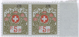 Schweiz Portofreiheit Zu#4A Paar ** Postfrisch 5Rp. Kl#175 La Maison Romande NE Ausgeliefet  4200 Stk. - Vrijstelling Van Portkosten