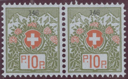 Schweiz Portofreiheit Zu#5A Paar ** Postfrisch 10Rp. Kl#146 Heilsarmee Ausgeliefet 95030 Stk. - Franchigia