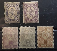 BULGARIA BULGARIE 1882 - 1889, 5 Timbres Yvert No 12,21,28,29, 30 Neufs (*)/* , TB Cote 46 Euros - Nuovi