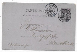 Carte Entier Postal Type SAGE (repiquage A.Rousset ) Rare Cachet PARIS ETRANGER 1890 Sur Le Timbre Au Départ - 1877-1920: Periodo Semi Moderno
