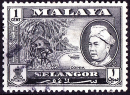 MALAYA SELANGOR 1957 1c Black SG116 Fine Used - Selangor