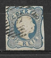 1855-1856 Portugal #6 D,Pedro V 25rs Blue Used Some Flaws - P1635 - Used Stamps