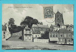 * Lobbes (Hainaut - La Wallonie) * (Edit Cordier Blampain) Entrée De L'escalier De L'église, Timbre, Café, Pharmacie Old - Lobbes