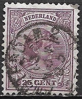 Kleinrondstempel Amsterdam 2 Op1891 Prinses Wilhelmina Hangend Haar 25 Cent Donkerviolet NVPH 42 - Poststempels/ Marcofilie