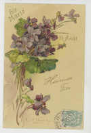 FLEURS - PRENOMS - Jolie Carte Fantaisie Gaufrée Bouquet De Violettes "SAINTE MARIE " Signée CATHARINA KLEIN - Prénoms