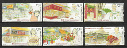 Hong Kong 2017 S#1877-1882 Shopping Streets MNH Fish Goldfish Medicine Mineral Jade Flower Food Fruit Street - Neufs