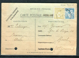 Affranchissement Arc De Triomphe / Iris Sur Carte Postale ( Fm Barré)  De Bram Pour Revel En 1945 - J 51 - 1921-1960: Modern Period