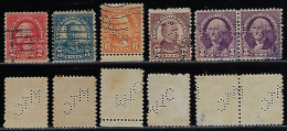 United States USA 1917 / 1938 Pair +1 Stamp With Perfin MTC By Manufacturers Trust Company From New York Lochung Perfore - Perforados