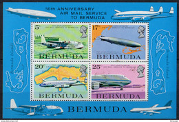 BERMUDES - 50e Anniversaire Du Service Postal Aérien Aux Bermudes Feuillet - Bermuda