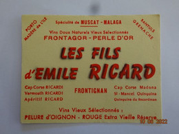 BUVARD BLOTTING PAPER ALIMENTAIRE BOISSONS VINS DOUX NATURELS LES FILS D'EMILE RICARD FRONTIGNAN 34 - Liqueur & Bière