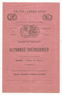 Publicité , Vignes Americaines Et Franco-américaines Alphonse Chérouvrier , BLERE , 1895, Frais Fr 2.95 E En Suivi - Publicités