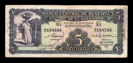 El Salvador 5 Colones 1955 Pick 92a BC/MBC F/VF - Salvador