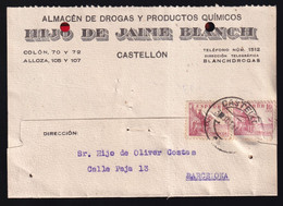 Castelló. *Castellón. Hijo De Jaime Blanch* Meds: 104x148 Mms. Circulada 1941. - Castellón