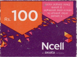 Recharge GSM - Népal - NCell - Rs. 100, Format 1/2,exp.20.08.2022 - Nepal