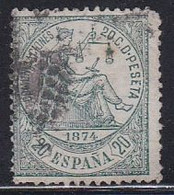1874-ED. 146 -  I REPÚBLICA- ALEGORÍA DE LA JUSTICIA 20 CTS. VERDE-USADO -DIENTE CORTO VER FOTOS - Used Stamps