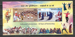 INDIA 2022- Joint Issue Stamps With TURKMENISTAN- Folk Dances. M/S - Émission Conjointe De Timbres-Danses Folkloriques - Nuevos