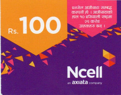 Recharge GSM - Népal - NCell - Rs. 100, Format 1/2 Plus Grand,exp.19.09.2022 - Népal