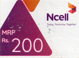 Recharge GSM - Népal - NCell - Rs. 200, Format 1/2,exp.28.10.2024 - Nepal