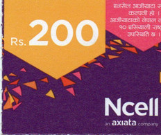 Recharge GSM - Népal - NCell - Rs. 200, Format 1/2,exp.20.08.2022 - Nepal