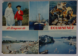 29 Finistère CPM Le Bonjour De Douarnenez Multivues Costumes Thoniers Débarquement Sardine Plage Port Rhu - Douarnenez