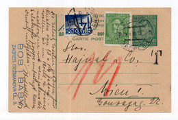 1933. KINGDOM OF YUGOSLAVIA,CROATIA,ZAGREB TO AUSTRIA,POSTAGE DUE 14 GROSCHEN,STATIONERY CARD,USED - Segnatasse
