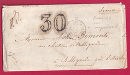 ARMEE D'ORIENT QUARTIER GENERAL TAXE 30 BELLEGARDE GERS 1854 TEXTE DEVANT SEBASTOPOL LETTRE COVER FRANCE - Marques D'armée (avant 1900)