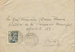 1946 CÓRDOBA , SOBRE CIRCULADO ENTRE AGUILAR DE LA FRONTERA Y CÁDIZ - Cartas & Documentos