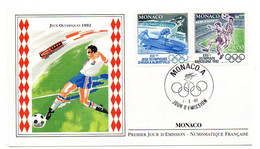 MONACO--1992-- FDC --Jeux Olympiques 1992--BARCELONE- ALBERTVILLE --football - Bobsleigh........à Saisir - Blocs