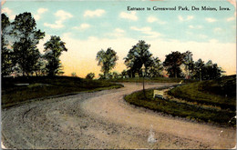 Iowa Des Moines Entrance To Greenwood Park 1912 Curteich - Des Moines