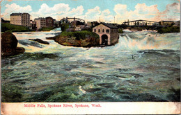 Washington Spokane Middle Falls On Spokane River 1907 - Spokane