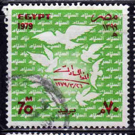 UAR EGYPT EGITTO 1979 SIGNING OF PEACE TRETY BETWEEN ISRAEL SIGNATURE PRESIDENT SADAT DOVES 70m USED USATO OBLITERE' - Oblitérés